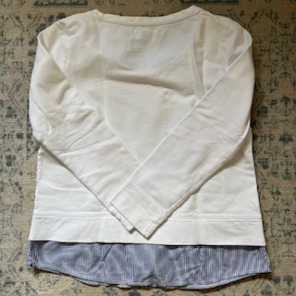 🧡3/15 Liz Claiborne Crew Neck Layered with Blue Stripe Sweatshirt Women’s M - Picture 6 of 7